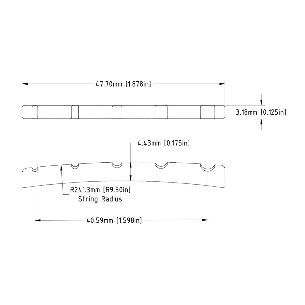 1419-00 Nut Slotted L47.70mm 5-string Fender-Style *Special Order* - Graph Tech Guitar Labs