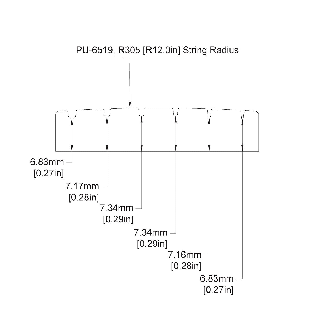 Model 6519 The Un-Lock Nut - 6 String Slotted - Radius 12" - 305mm - Graph Tech Guitar Labs