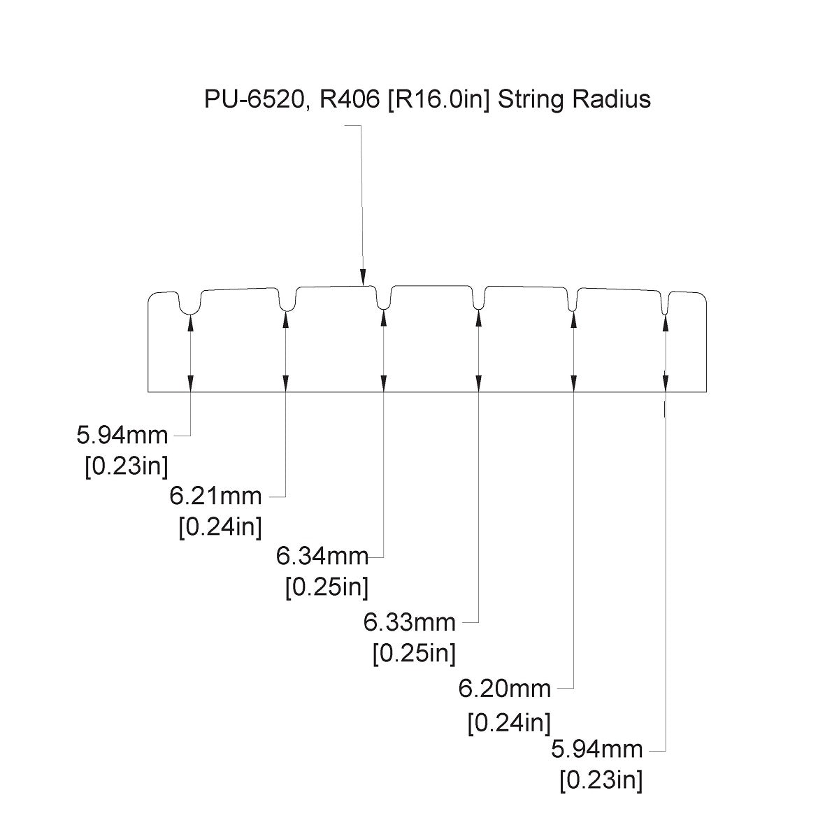 Model 6520 The Un-Lock Nut  - 6 String Slotted - Radius  16" - 406mm