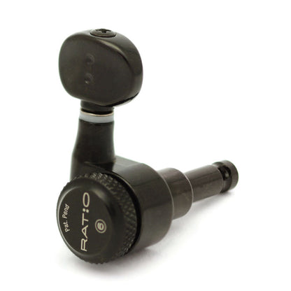 6-In-Line Ratio Electric Locking Machine Heads Staggered Posts (PRL-9721, 9731, Select Finish and Button Style) - Graph Tech Guitar Labs