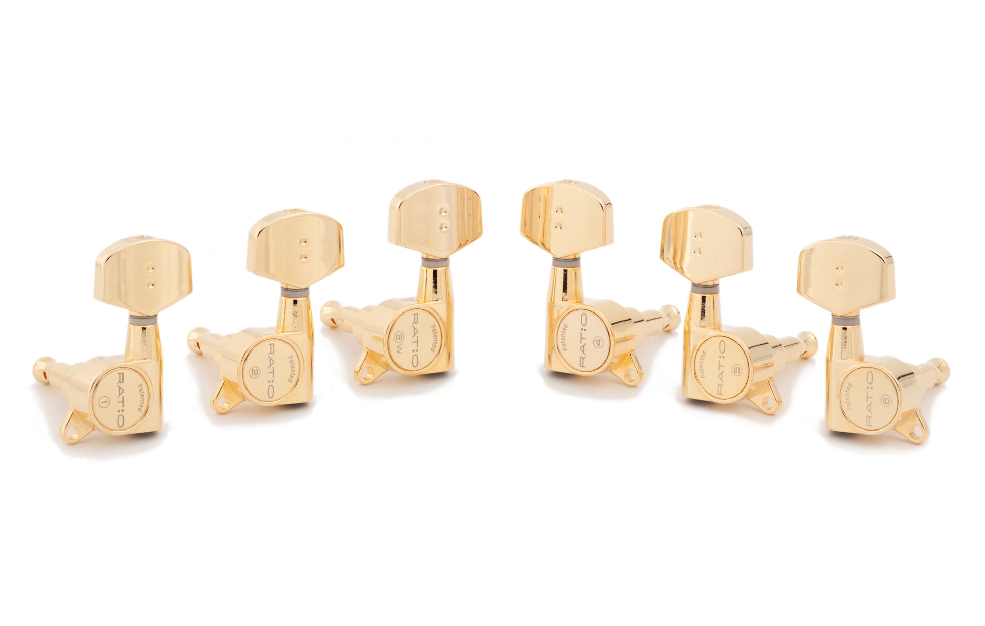 3+3 Ratio Acoustic Guitar Machine Heads Contemporary Buttons in Gold Finish (GT-118-D01-G0) - Graph Tech Guitar Labs