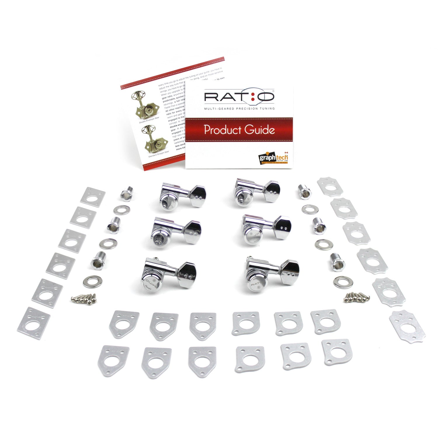 Ratio Electric Locking Machine Heads 6 in-line (staggered posts) - (please select finish and button style) - Graph Tech Guitar Labs Ltd.