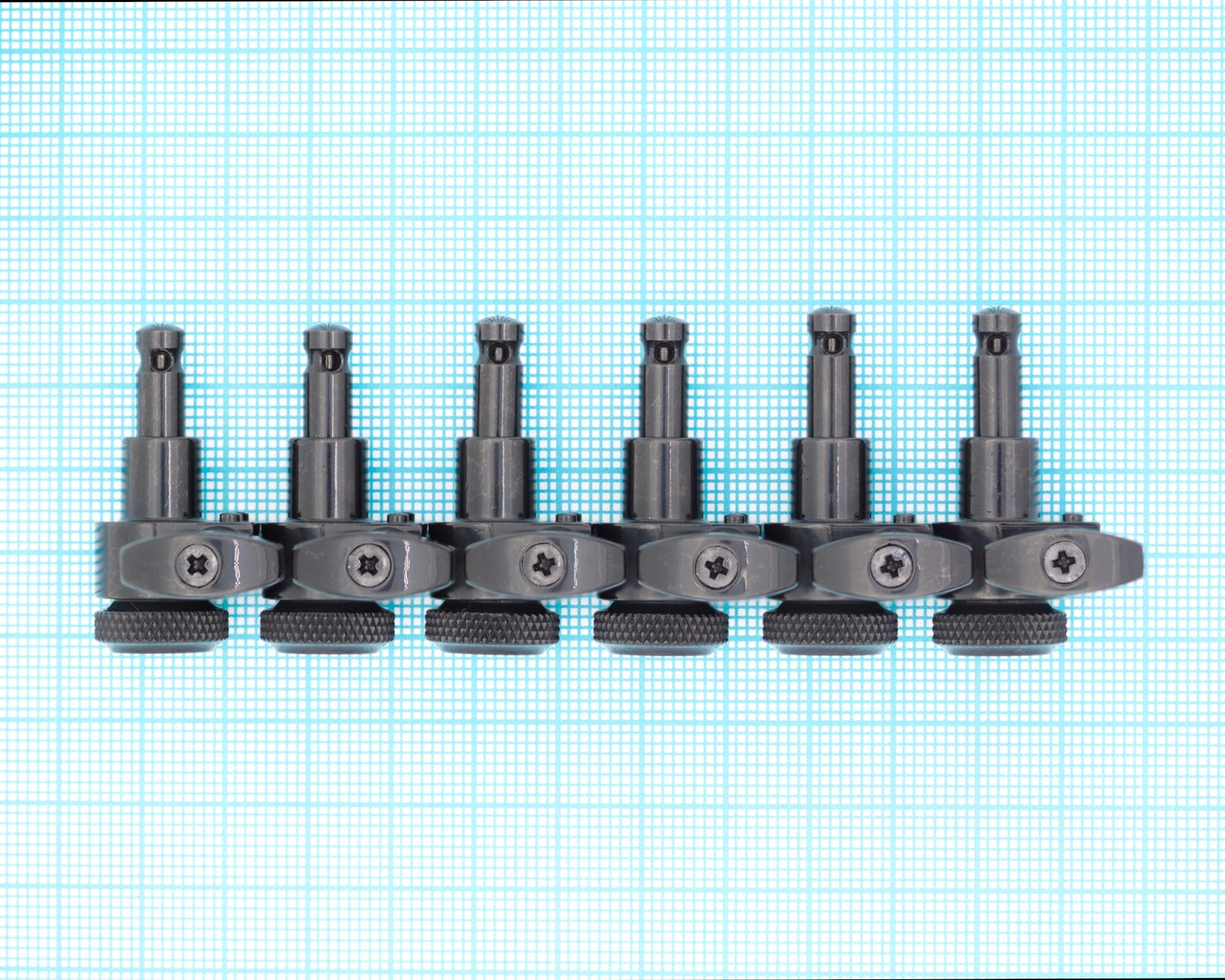 6-In-Line Ratio Lefty Electric Locking Machine Heads Staggered Posts  (PRL-9721-L, PRL-9731-L, Select Finish and Button)