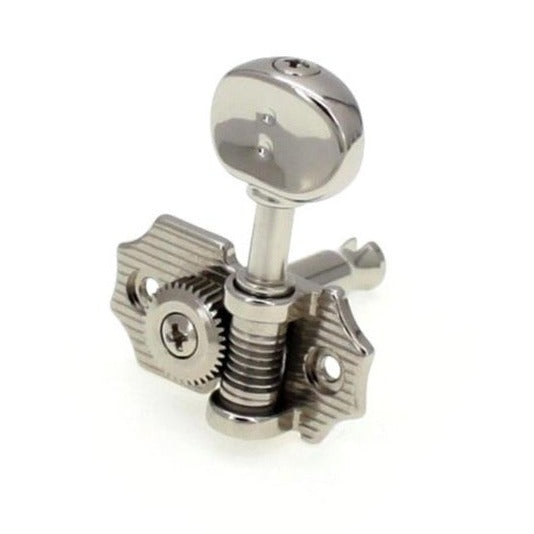 3+3 Retro Ratio Machine Heads (PRN-4324, 4424, Nickel Finish, Select Button  Style)